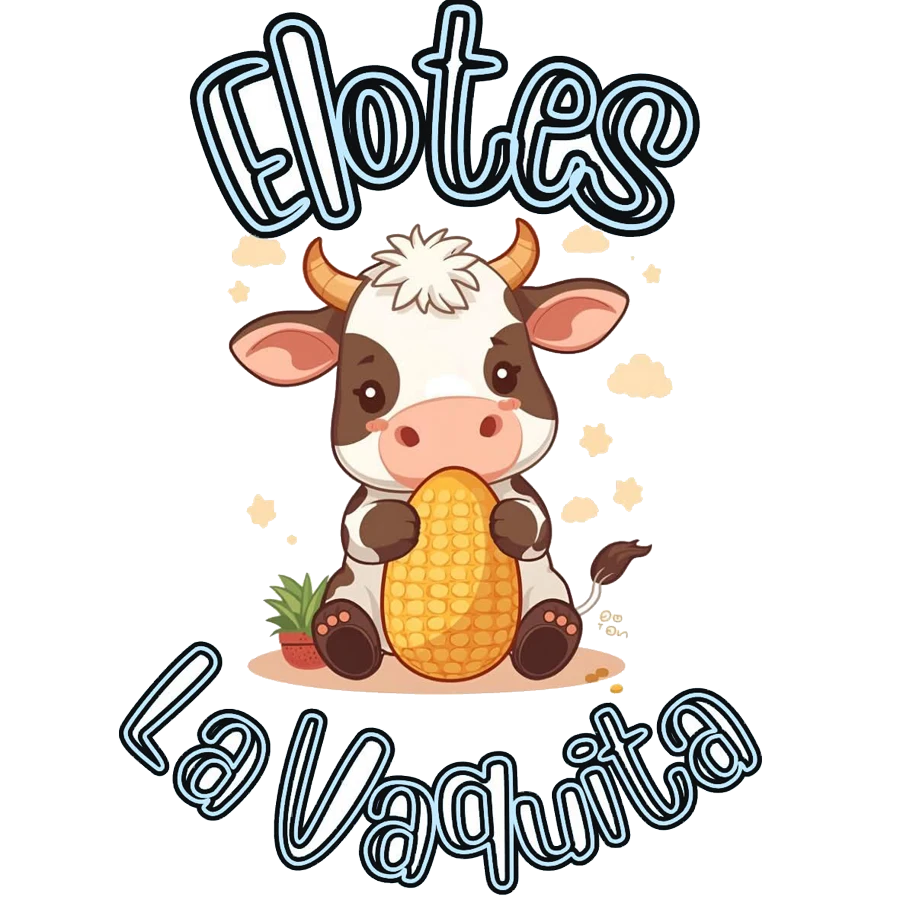Elotes La Vaquita logo: a cow eating an ear of corn